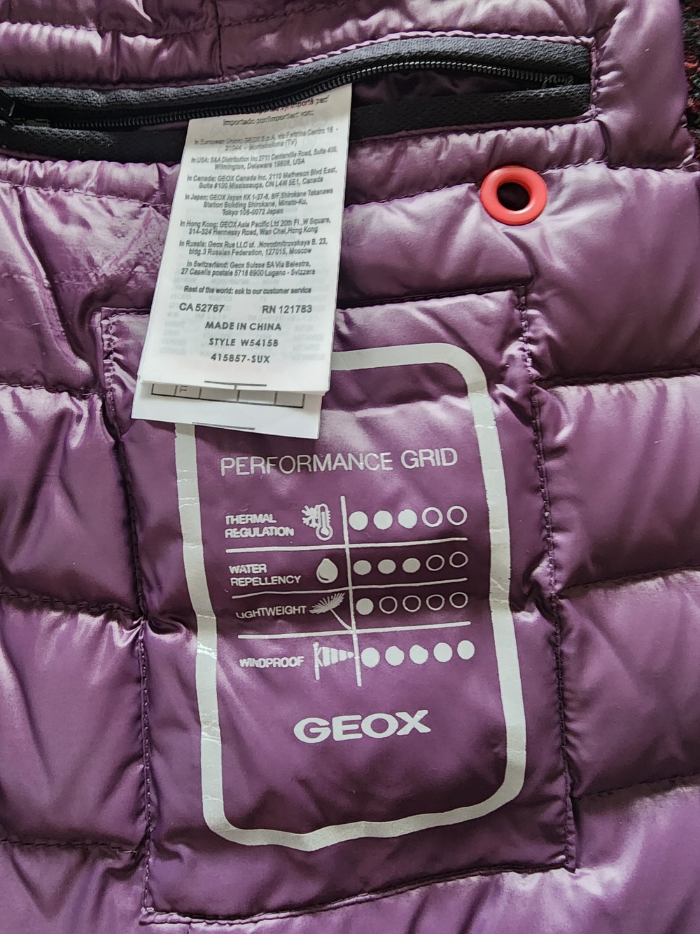 Geox Women’s Hooded Wool-Blend Coat with Quilted Lining - Red/Purple - Picture 4 of 5
